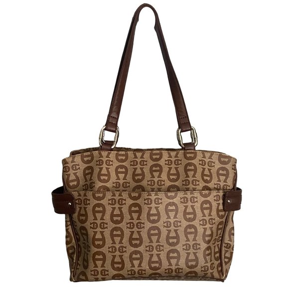 Ettienne Aigner Women's Brown Shoulder Bag 11x9x5 Signature Logo Coated Canvas - Picture 2 of 11